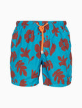 Boxer mare uomo fantasia fiori su fondo azzurro - Gallo 1927 - Official Online Shop