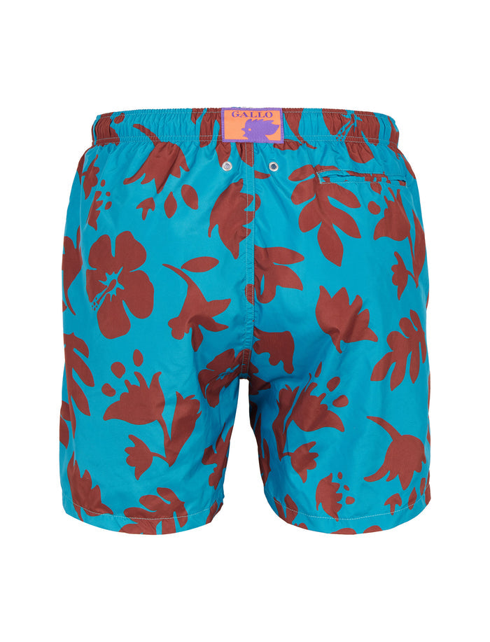 Boxer mare uomo fantasia fiori su fondo azzurro - Gallo 1927 - Official Online Shop