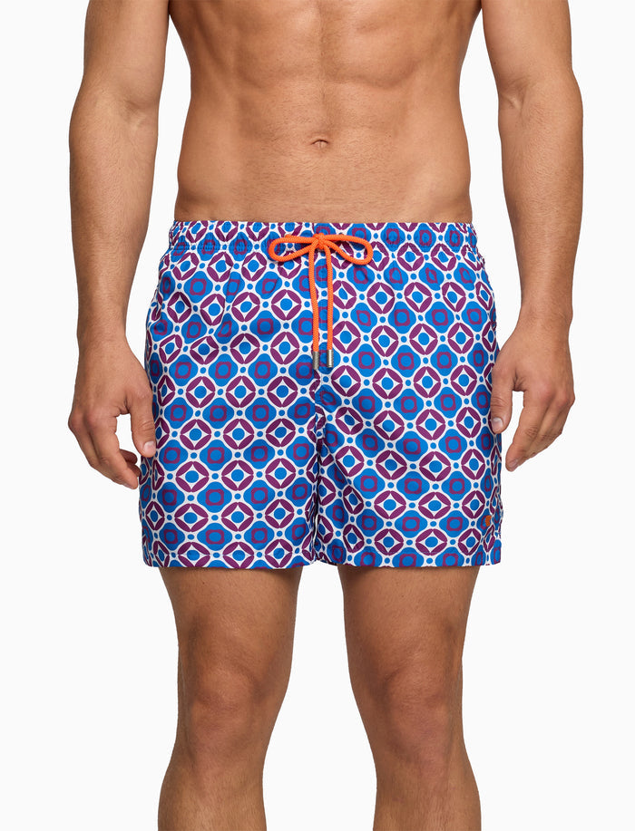 Boxer mare uomo fantasia geometrico azzurro - Gallo 1927 - Official Online Shop