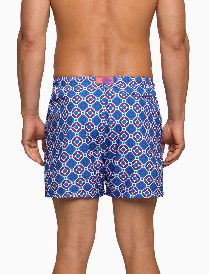Boxer mare uomo fantasia geometrico azzurro - Gallo 1927 - Official Online Shop