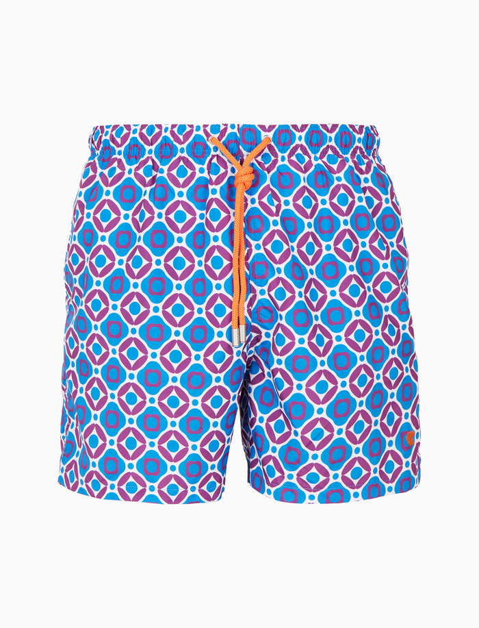 Boxer mare uomo fantasia geometrico azzurro - Gallo 1927 - Official Online Shop