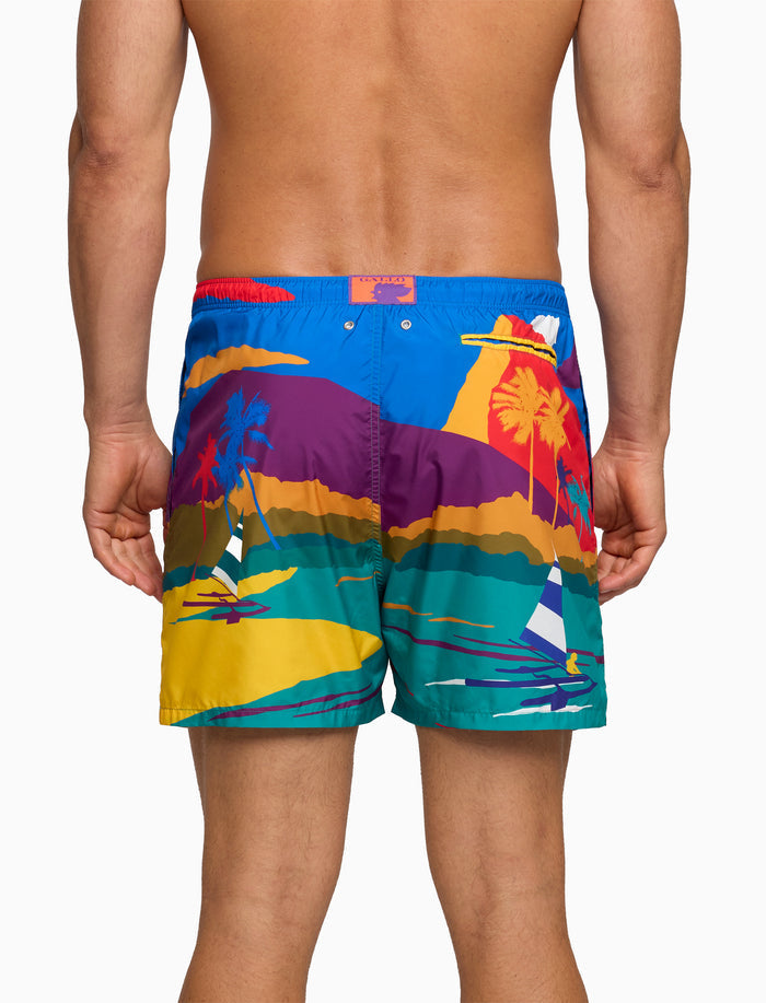 Boxer mare uomo fantasia paesaggio color pavone - Gallo 1927 - Official Online Shop