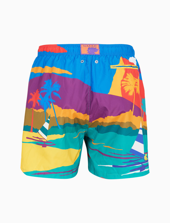 Boxer mare uomo fantasia paesaggio color pavone - Gallo 1927 - Official Online Shop