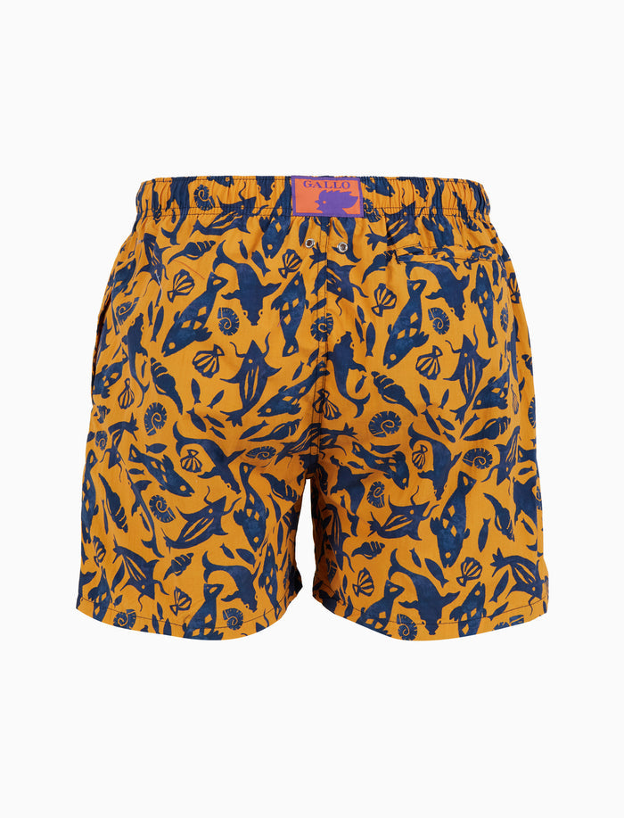 Boxer mare uomo fantasia pesci primordiali giallo - Gallo 1927 - Official Online Shop
