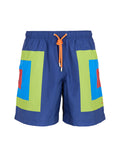 Boxer mare uomo fantasia quadri concentrici blu