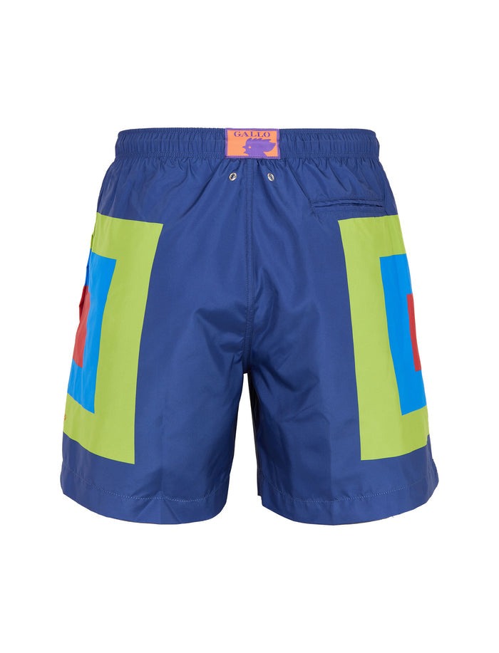 Boxer mare uomo fantasia quadri concentrici blu - Gallo 1927 - Official Online Shop