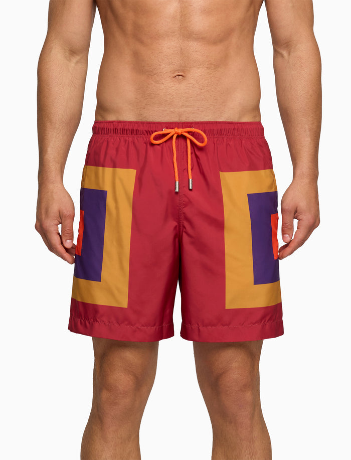 Boxer mare uomo fantasia quadri concentrici bordò - Gallo 1927 - Official Online Shop