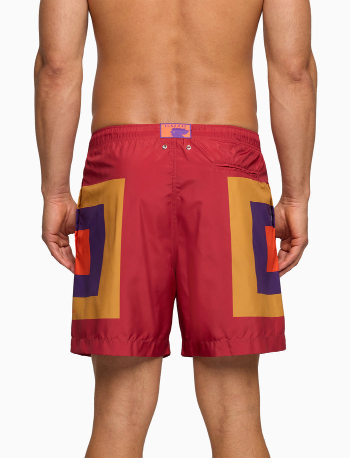 Boxer mare uomo fantasia quadri concentrici bordò - Gallo 1927 - Official Online Shop