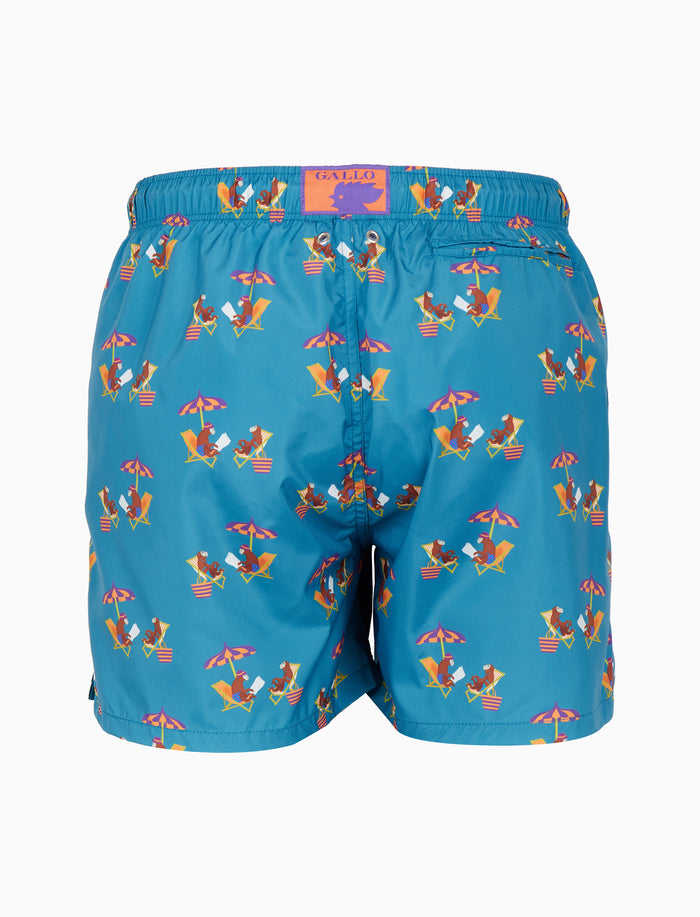 Boxer mare uomo fantasia scimmie in spiaggia azzurro - Gallo 1927 - Official Online Shop