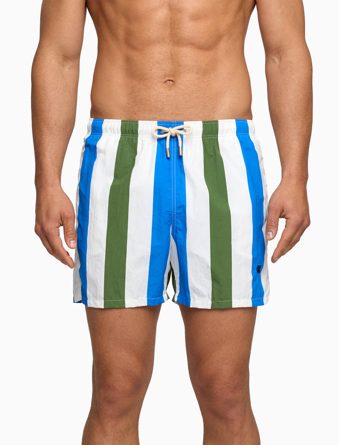 Boxer mare uomo righe tricolor verde - Gallo 1927 - Official Online Shop