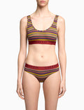 Bralette intimo donna cotone giallo righe multicolor