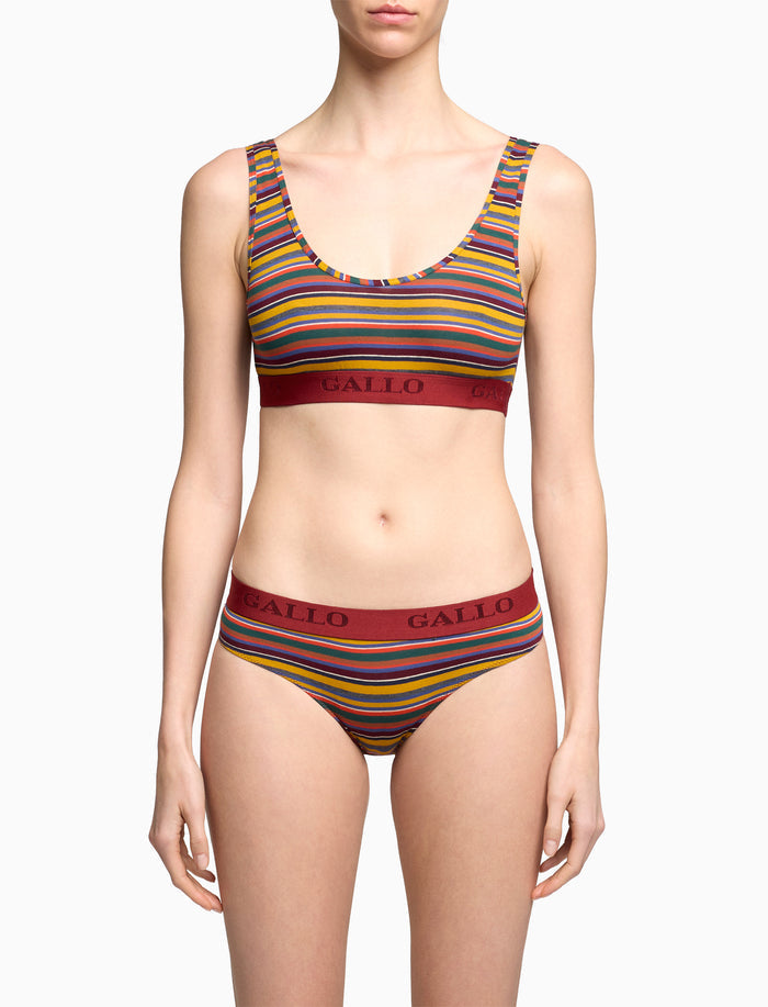 Bralette intimo donna cotone giallo righe multicolor