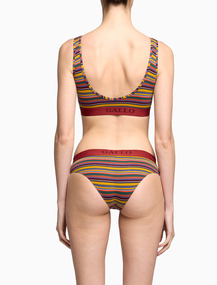 Bralette intimo donna cotone giallo righe multicolor