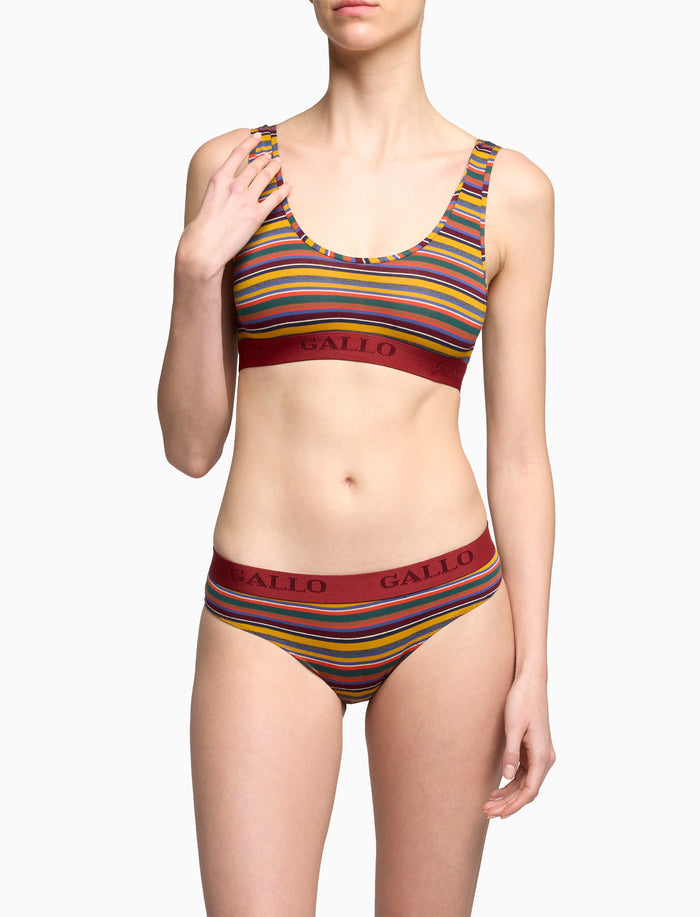 Bralette intimo donna cotone giallo righe multicolor