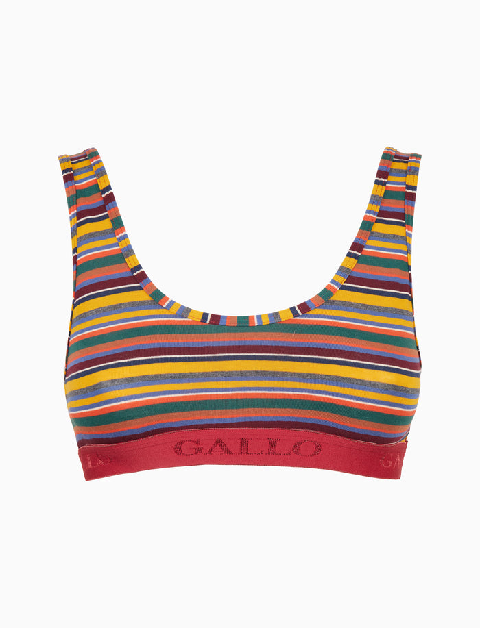 Bralette intimo donna cotone giallo righe multicolor