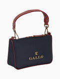 Bustina unisex tinta unita blu con nastro spigato ed inseriti in pelle - Gallo 1927 - Official Online Shop