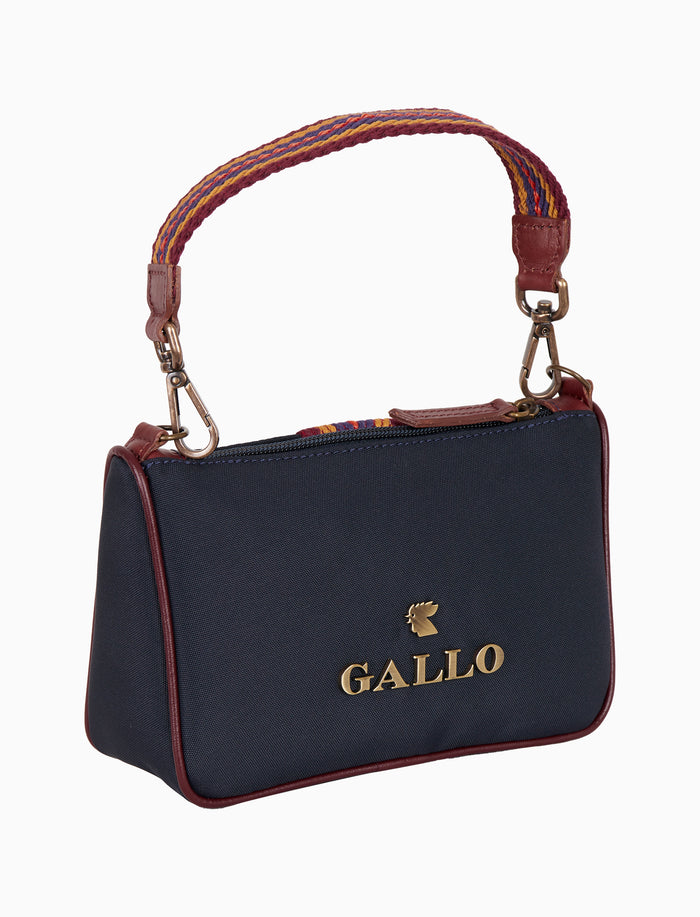 Bustina unisex tinta unita blu con nastro spigato ed inseriti in pelle - Gallo 1927 - Official Online Shop