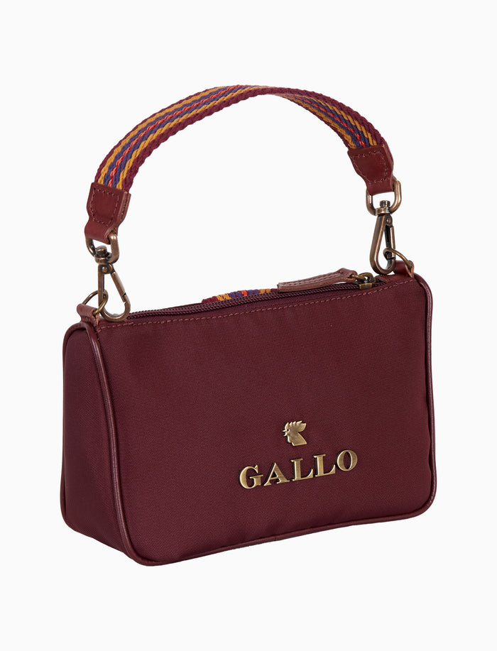 Bustina unisex tinta unita bordò con nastro spigato ed inseriti in pelle - Gallo 1927 - Official Online Shop