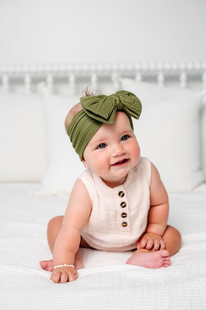 Cable Knit Headband - Olive