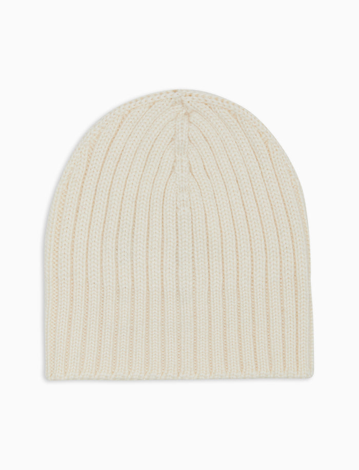 Calotta bambino lana, seta e cashmere bianca a coste tinta unita - Gallo 1927 - Official Online Shop