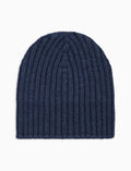 Calotta bambino lana, seta e cashmere blu a coste tinta unita - Gallo 1927 - Official Online Shop