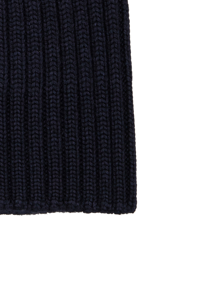 Calotta bambino lana, seta e cashmere blu a coste tinta unita - Gallo 1927 - Official Online Shop