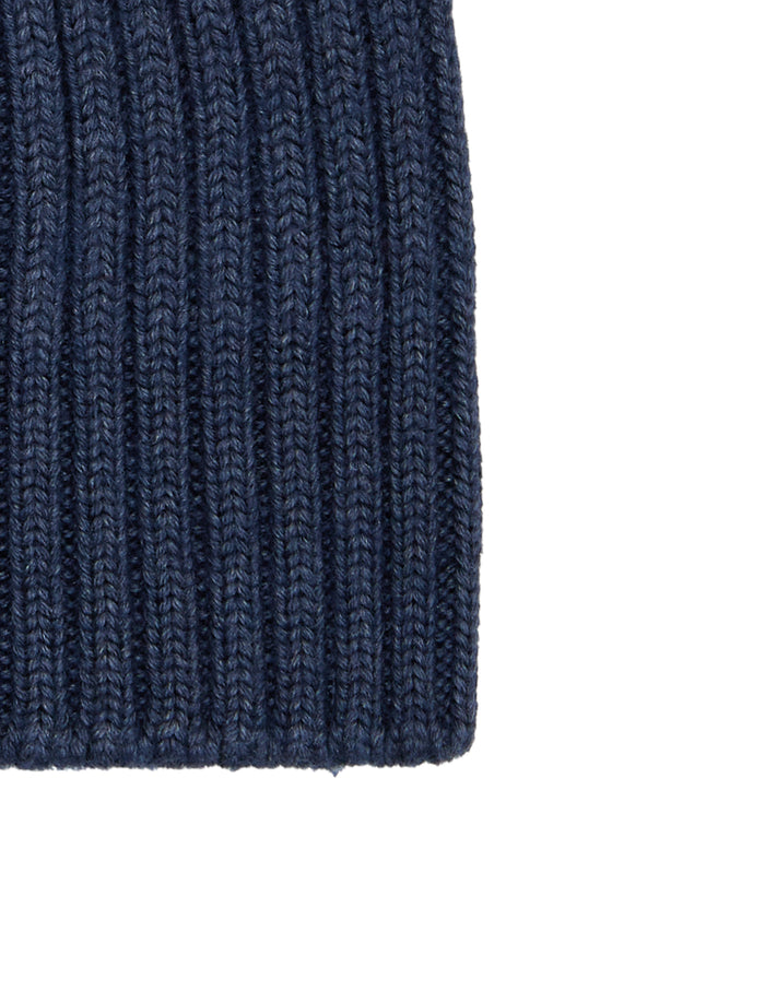 Calotta bambino lana, seta e cashmere blu a coste tinta unita - Gallo 1927 - Official Online Shop