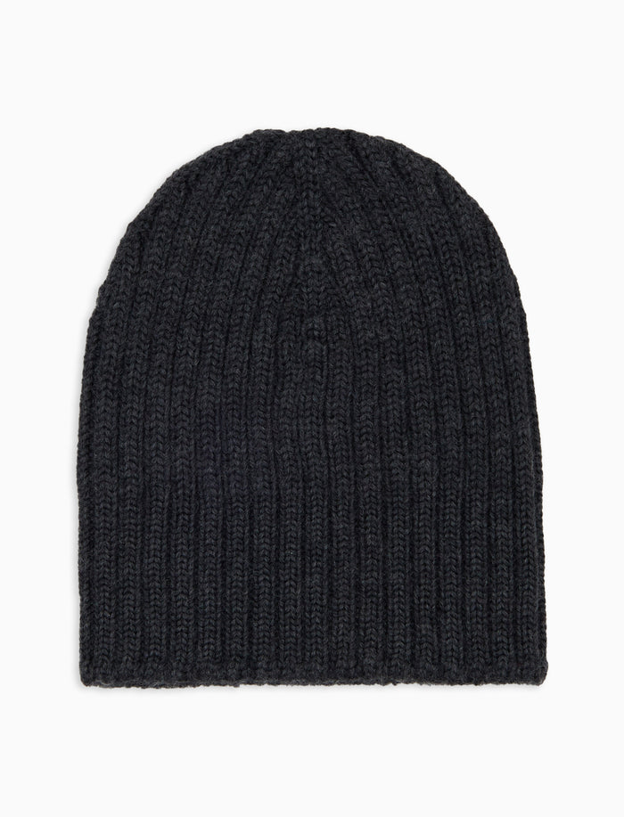 Calotta bambino lana, seta e cashmere grigia a coste tinta unita - Gallo 1927 - Official Online Shop