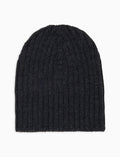 Calotta bambino lana, seta e cashmere grigia a coste tinta unita - Gallo 1927 - Official Online Shop