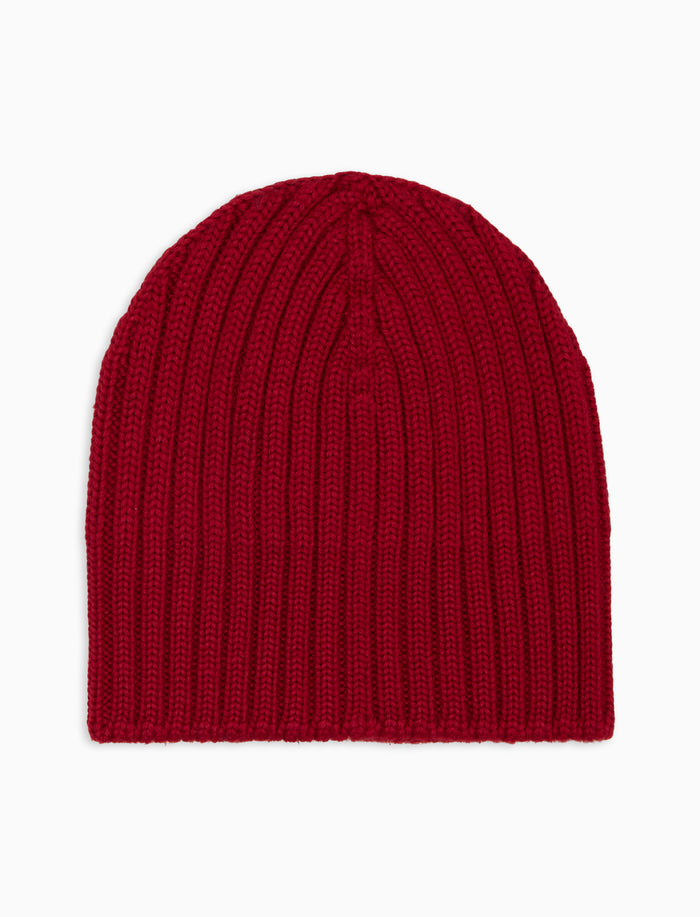 Calotta bambino lana, seta e cashmere rossa a coste tinta unita - Gallo 1927 - Official Online Shop