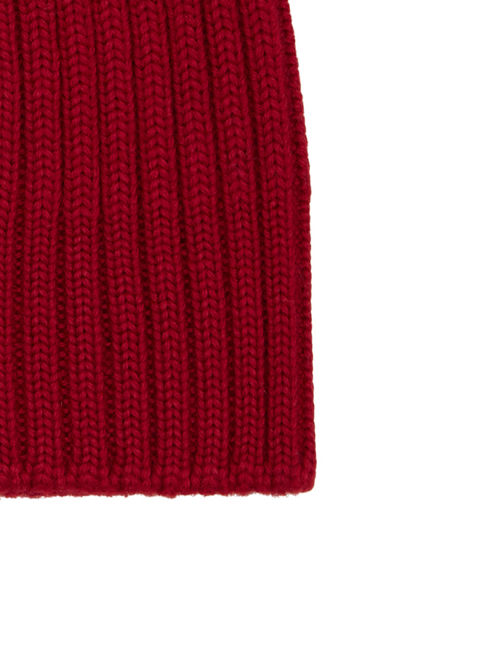 Calotta bambino lana, seta e cashmere rossa a coste tinta unita - Gallo 1927 - Official Online Shop
