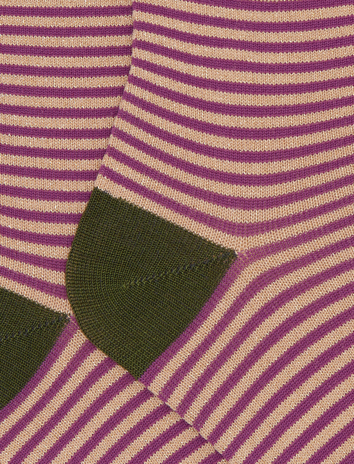 Calze corte bambino cotone caldo effetto scintillante beige righe windsor
