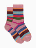 Calze corte bambino cotone caldo rosa righe multicolor