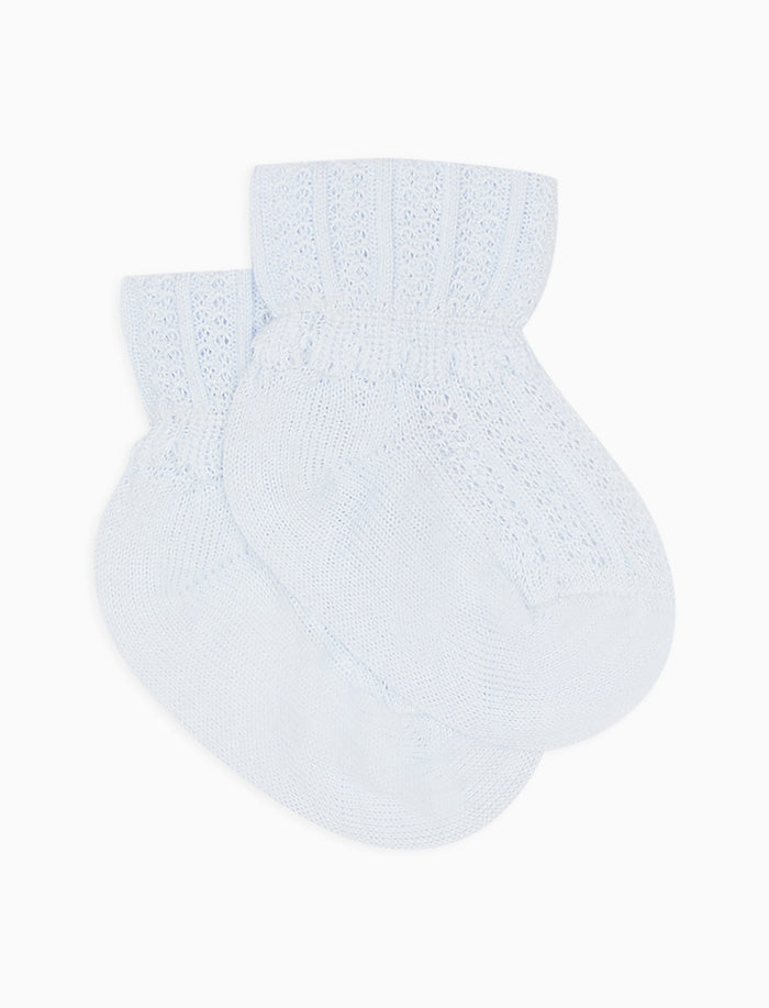 Calze corte bambino cotone risvolto e cappette a righe verticali azzurro - Gallo 1927 - Official Online Shop