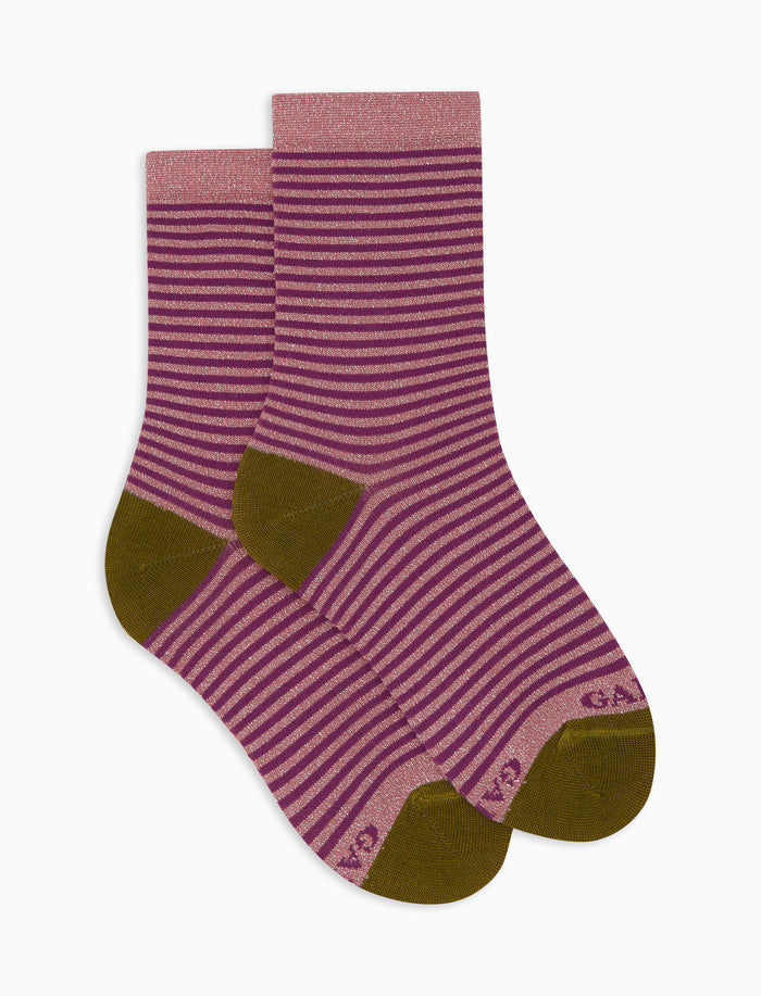 Calze corte bambino cotone rosa righe windsor effetto scintillante - Gallo 1927 - Official Online Shop