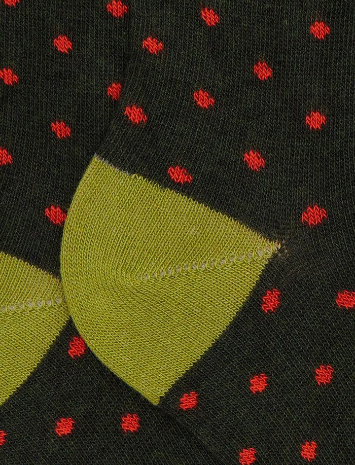 Calze corte bambino cotone verde fantasia pois - Gallo 1927 - Official Online Shop