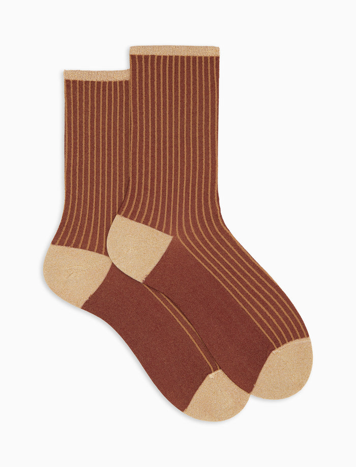 Calze corte donna bordò twin rib effetto scintillante - Gallo 1927 - Official Online Shop