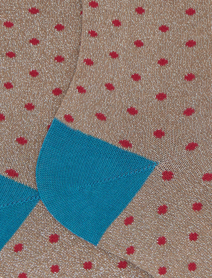 Calze corte donna cotone beige fantasia pois effetto scintillante - Gallo 1927 - Official Online Shop
