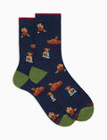 Calze corte donna cotone blu fantasia cani - Gallo 1927 - Official Online Shop
