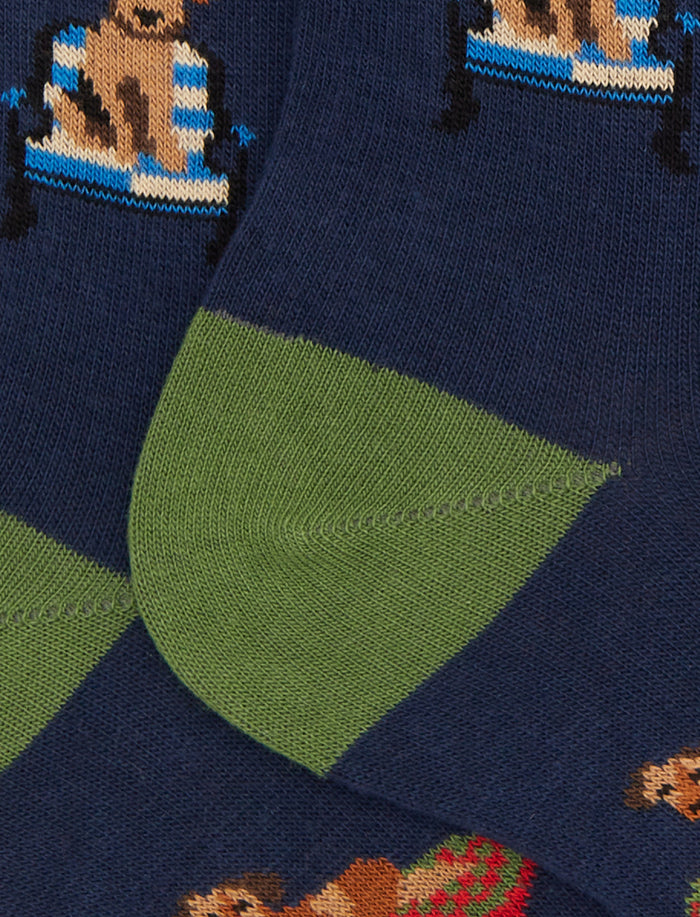 Calze corte donna cotone blu fantasia cani - Gallo 1927 - Official Online Shop