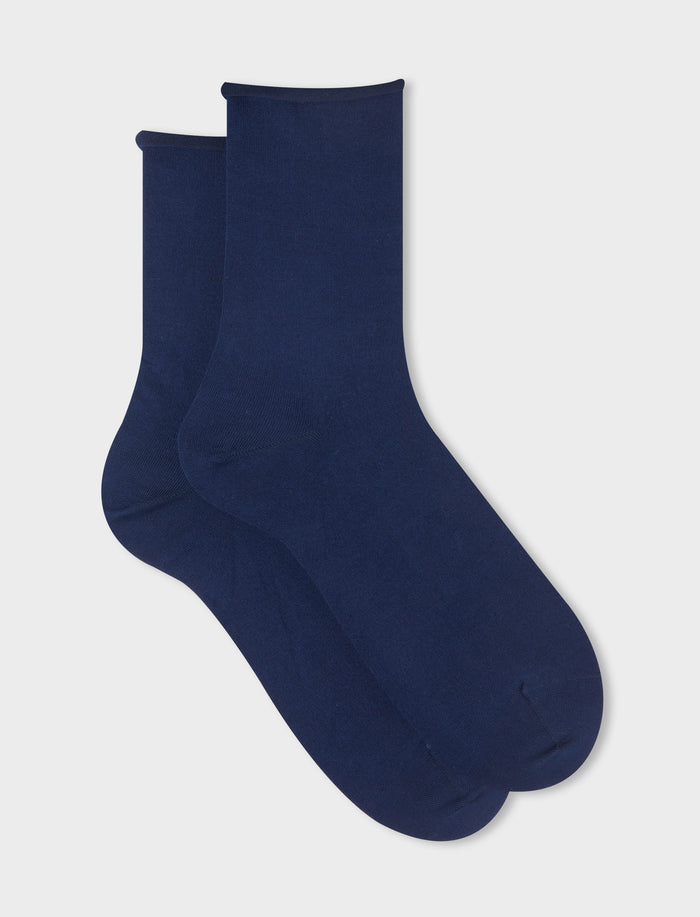 Calze corte donna cotone oltremare tinta unita - Gallo 1927 - Official Online Shop