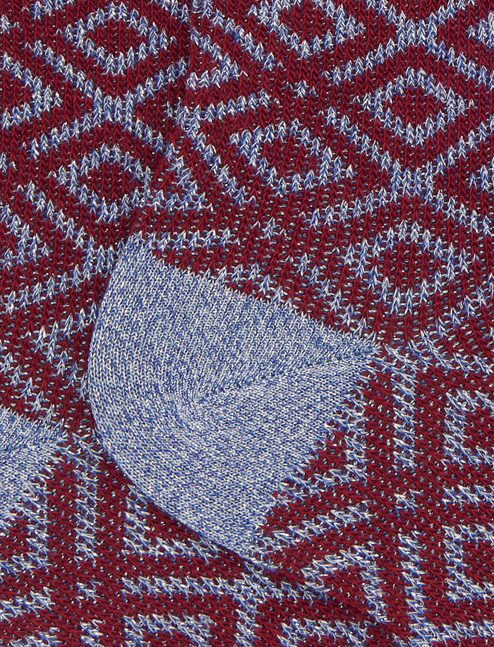 Calze corte donna cotone bordò fantasia geometrica effetto scintillante - Gallo 1927 - Official Online Shop