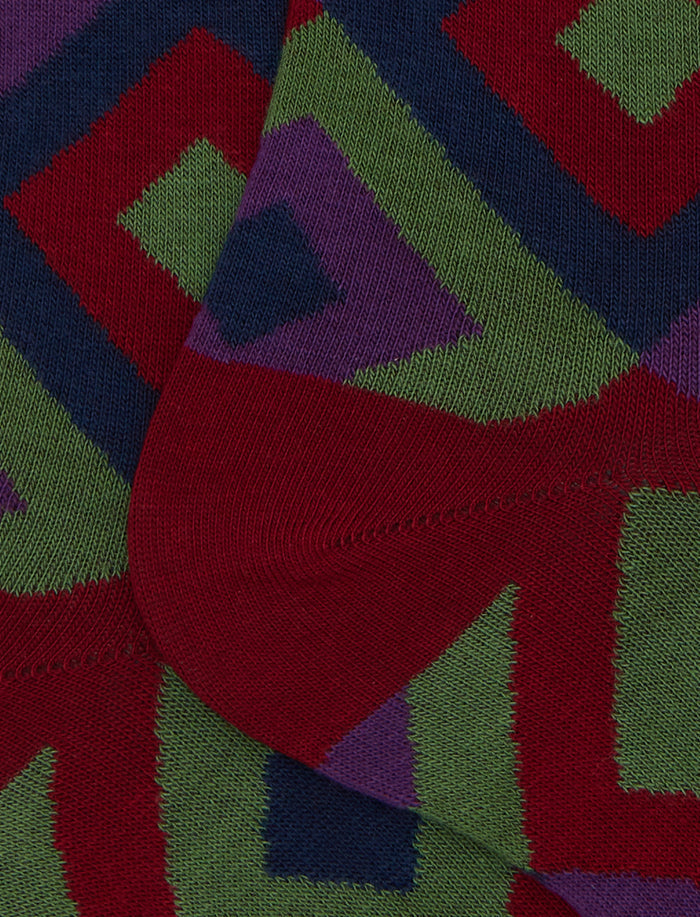 Calze corte donna cotone bordò fantasia rombi concentrici - Gallo 1927 - Official Online Shop