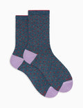 Calze corte donna cotone caldo blu effetto scintillante fantasia pois