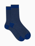 Calze corte donna cotone caldo blu righe windsor