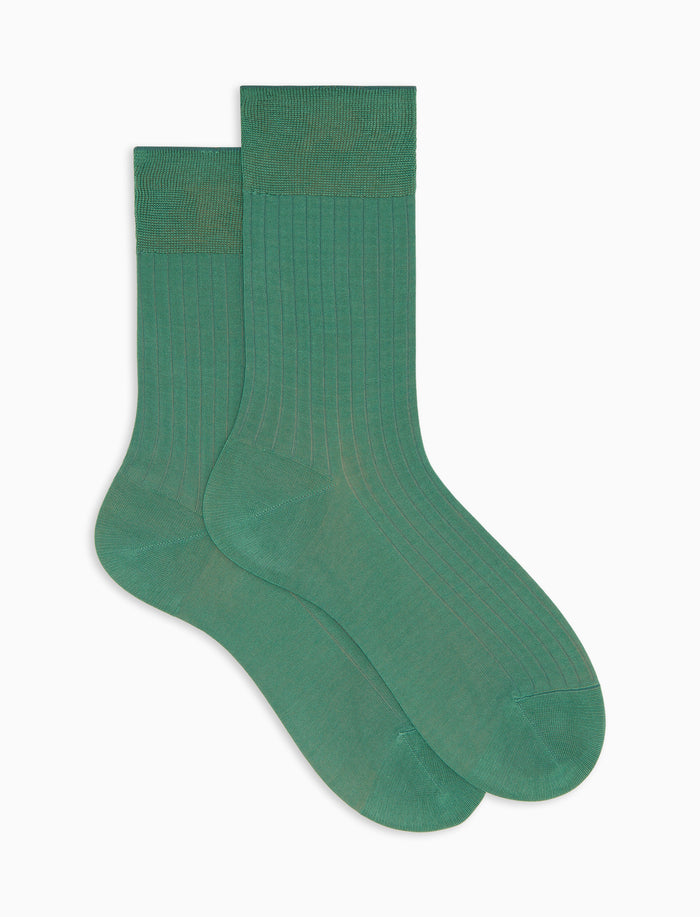 Calze corte donna cotone costa tinta unita verde - Gallo 1927 - Official Online Shop