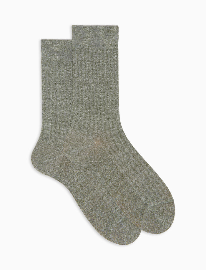 Calze corte donna cotone e lino costa tinta unita verde - Gallo 1927 - Official Online Shop