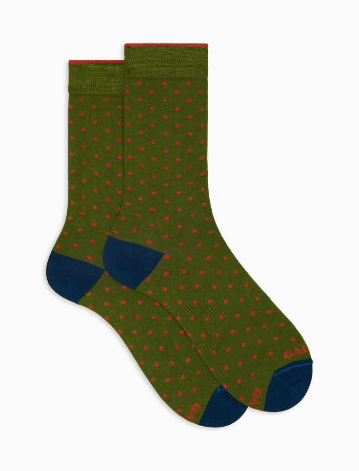Calze corte donna cotone fantasia pois verde - Gallo 1927 - Official Online Shop