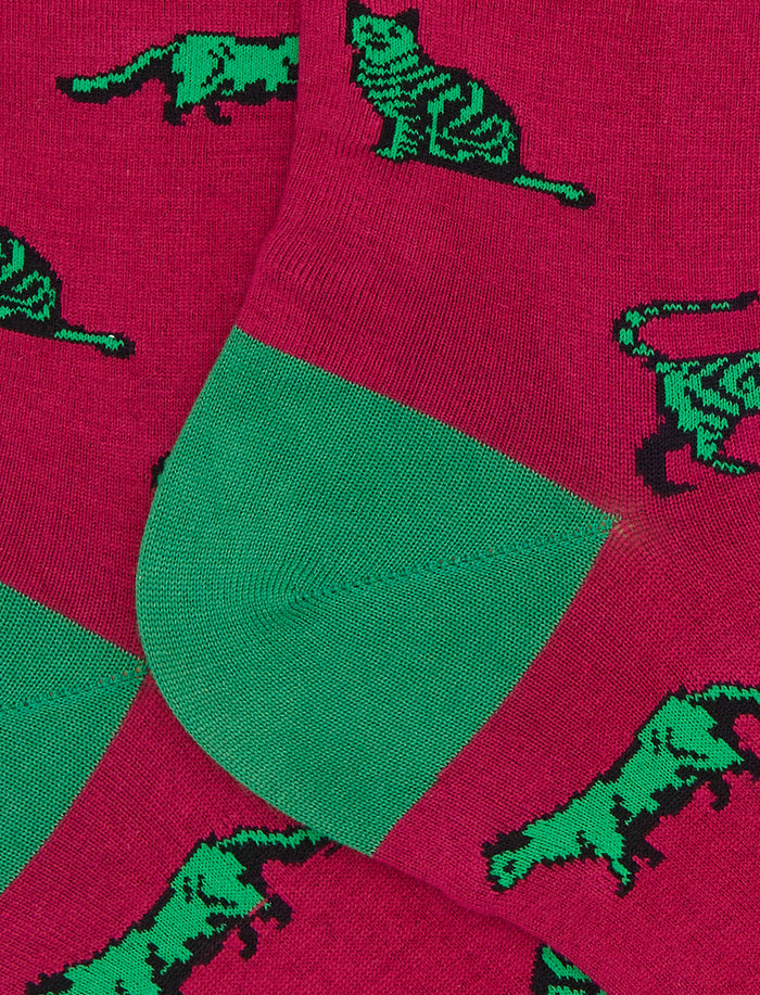 Calze corte donna cotone fucsia fantasia gatti - Gallo 1927 - Official Online Shop