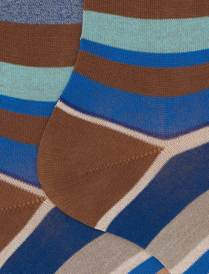 Calze corte donna cotone righe multicolor marrone - Gallo 1927 - Official Online Shop